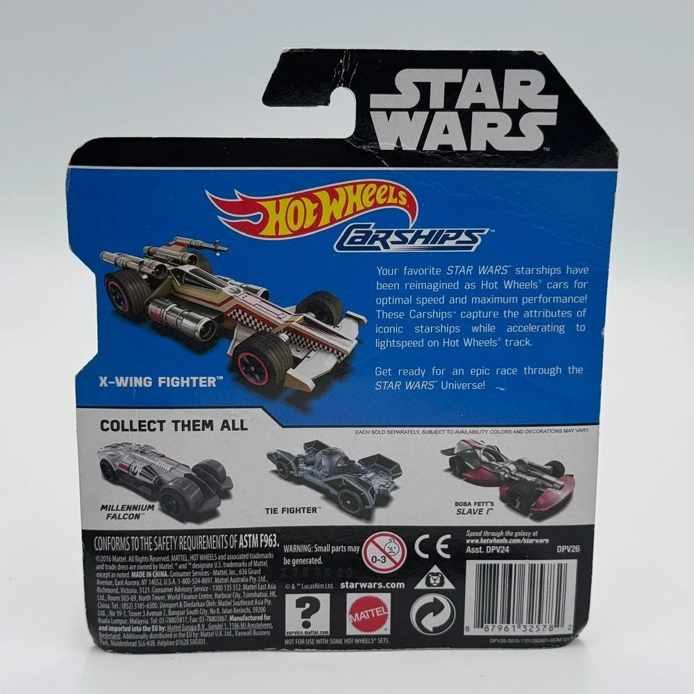 Hot Wheels Star Wars Carships X-Wing Fighter Die-Cast Car White‎ DPV26 New